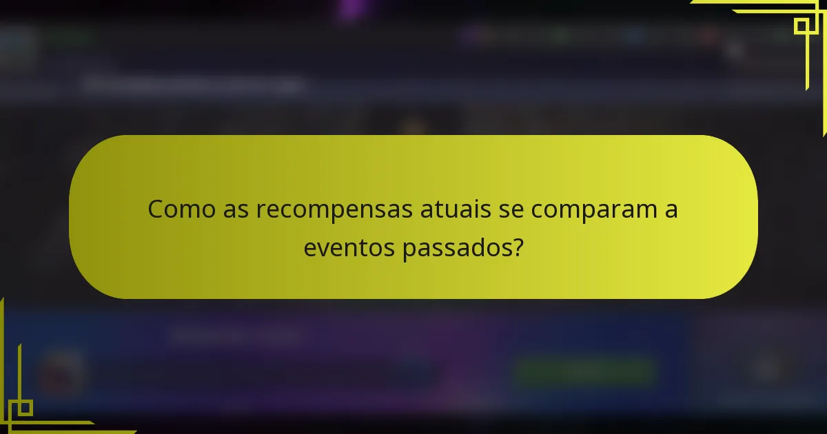 Como as recompensas atuais se comparam a eventos passados?